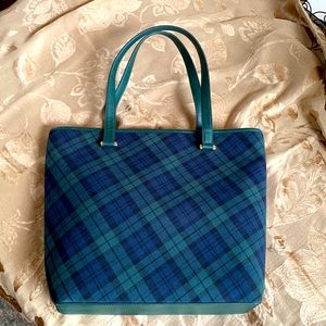 Talbots Large Green and Blue Plaid Handbag